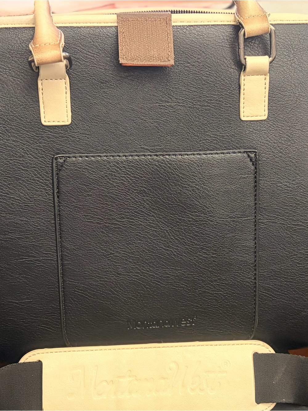 Montana West Black and Tan Faux Leather Tote
